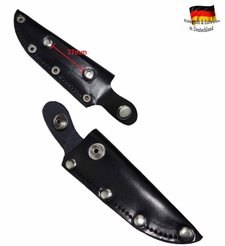 Trachtenmesser / Jagdnicker mit Hirschhorn-Griff, Lederscheide und 100mm Klingenlänge, Handarbeit
